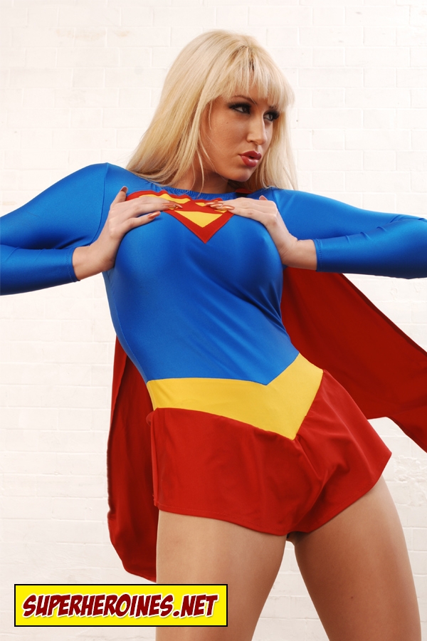 Stunning blonde in a Supergirl costume
